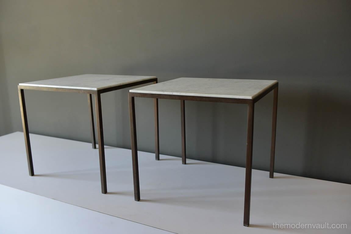 Marble and Bronze Side Tables Attributed to Harvey Probber, circa 1960 In Excellent Condition In Costa Mesa, CA