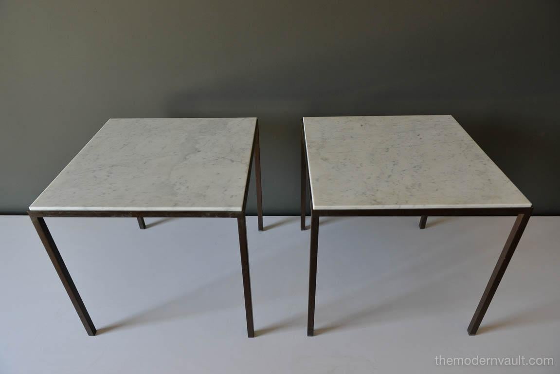 Late 20th Century Marble and Bronze Side Tables Attributed to Harvey Probber, circa 1960