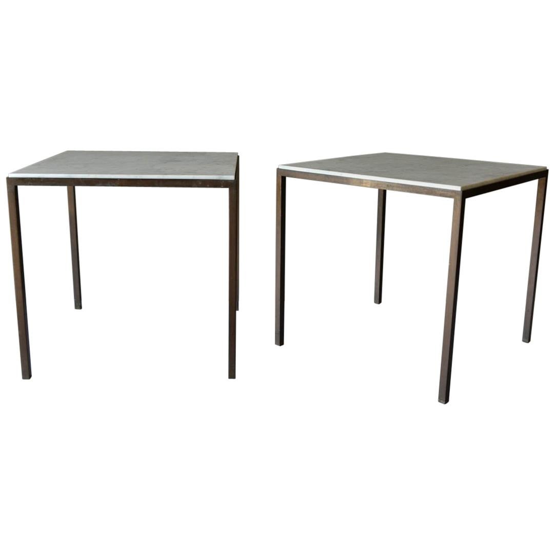 Marble and Bronze Side Tables Attributed to Harvey Probber, circa 1960