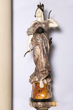 Escultura artemisa de mármol y broce, firmada Pugi, Italia, hacia 1870