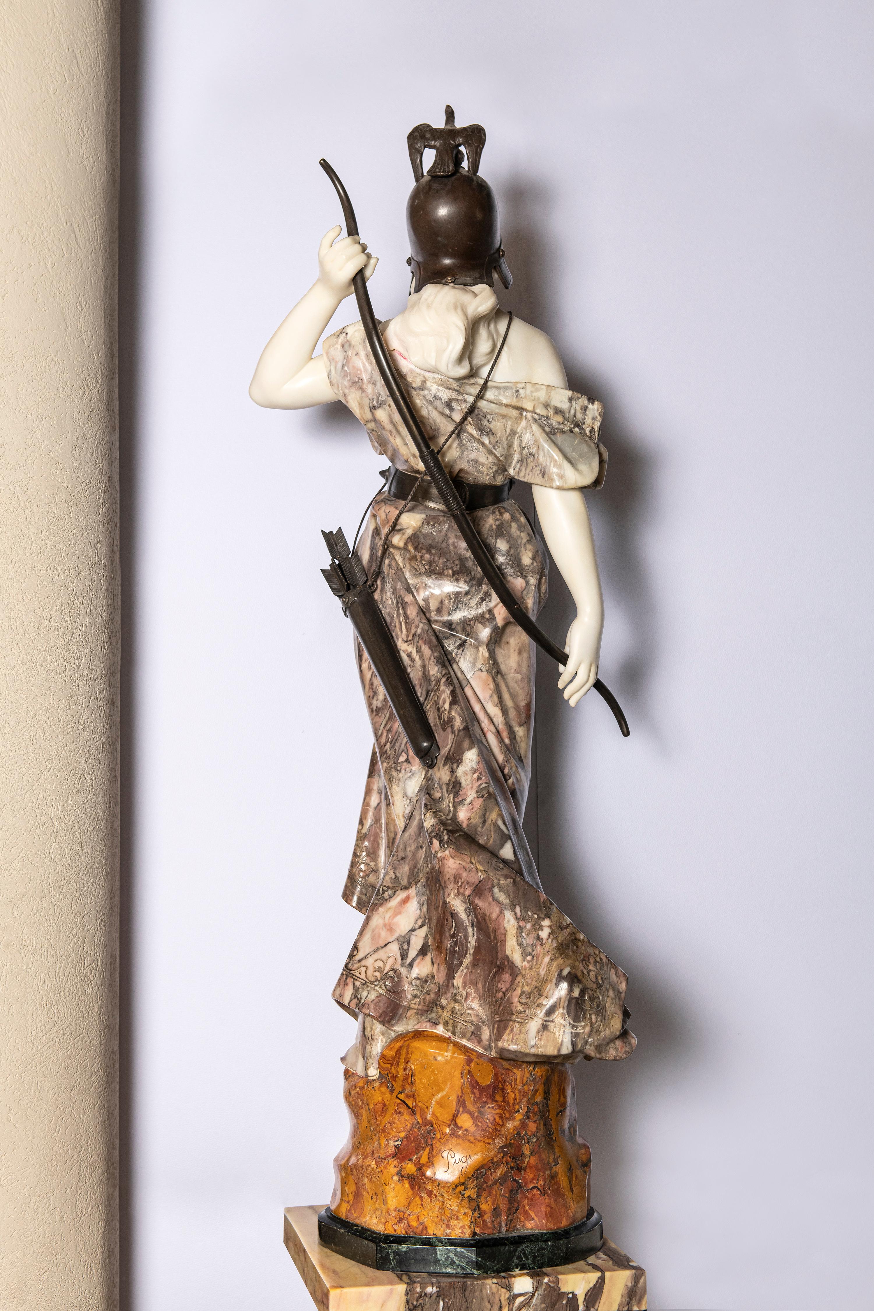 Artemisa-Skulptur aus Marmor und Broze:: signiert Pugi:: Italien:: um 1870 (Italienisch) im Angebot