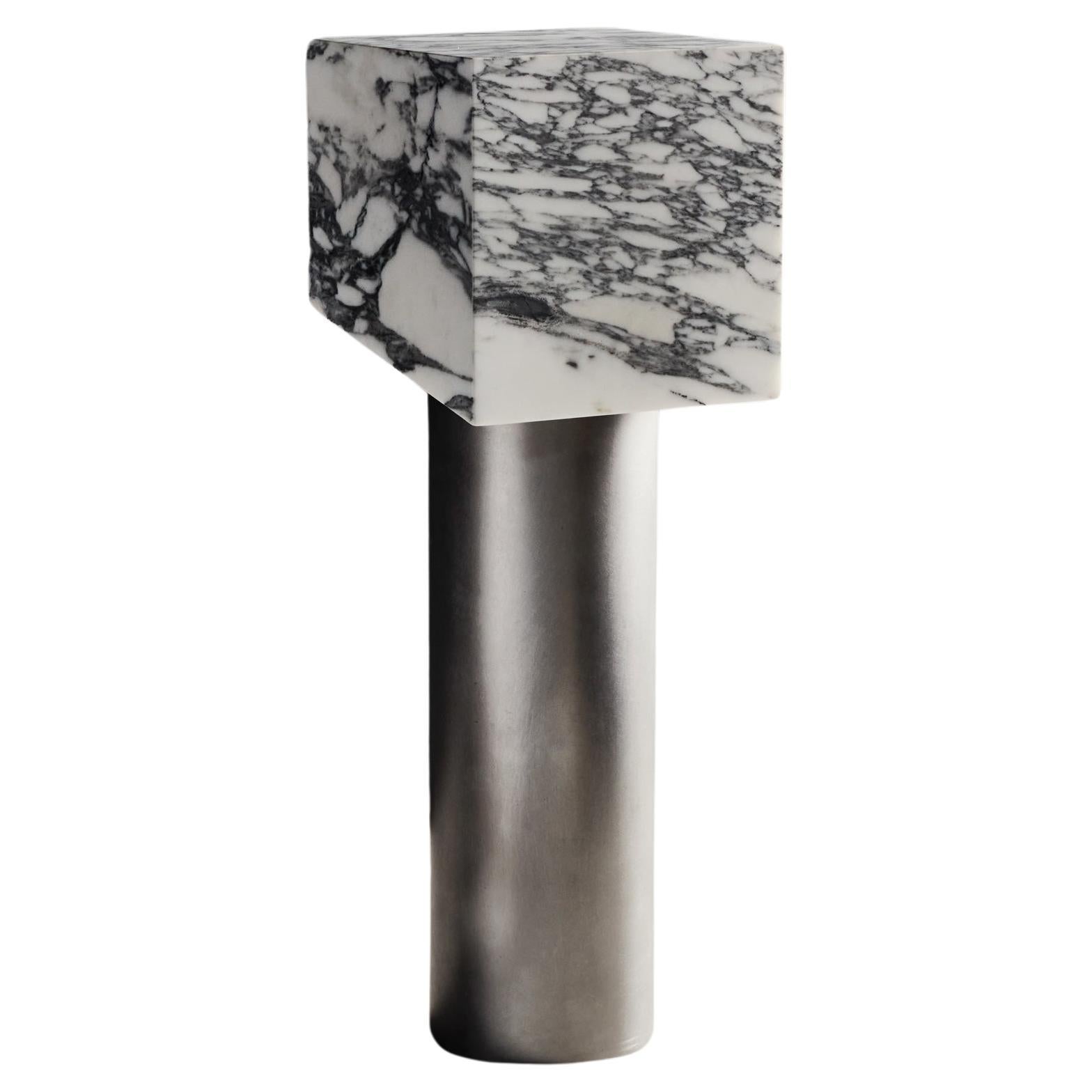 Marble and Brushed Aluminum or Brass Table Lamp by Arielle Assouline-Lichten