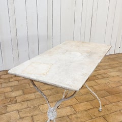Marble and Cast Iron French Garden Table, 1920