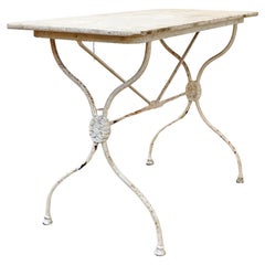 Marble and Cast Iron French Garden Table, 1920