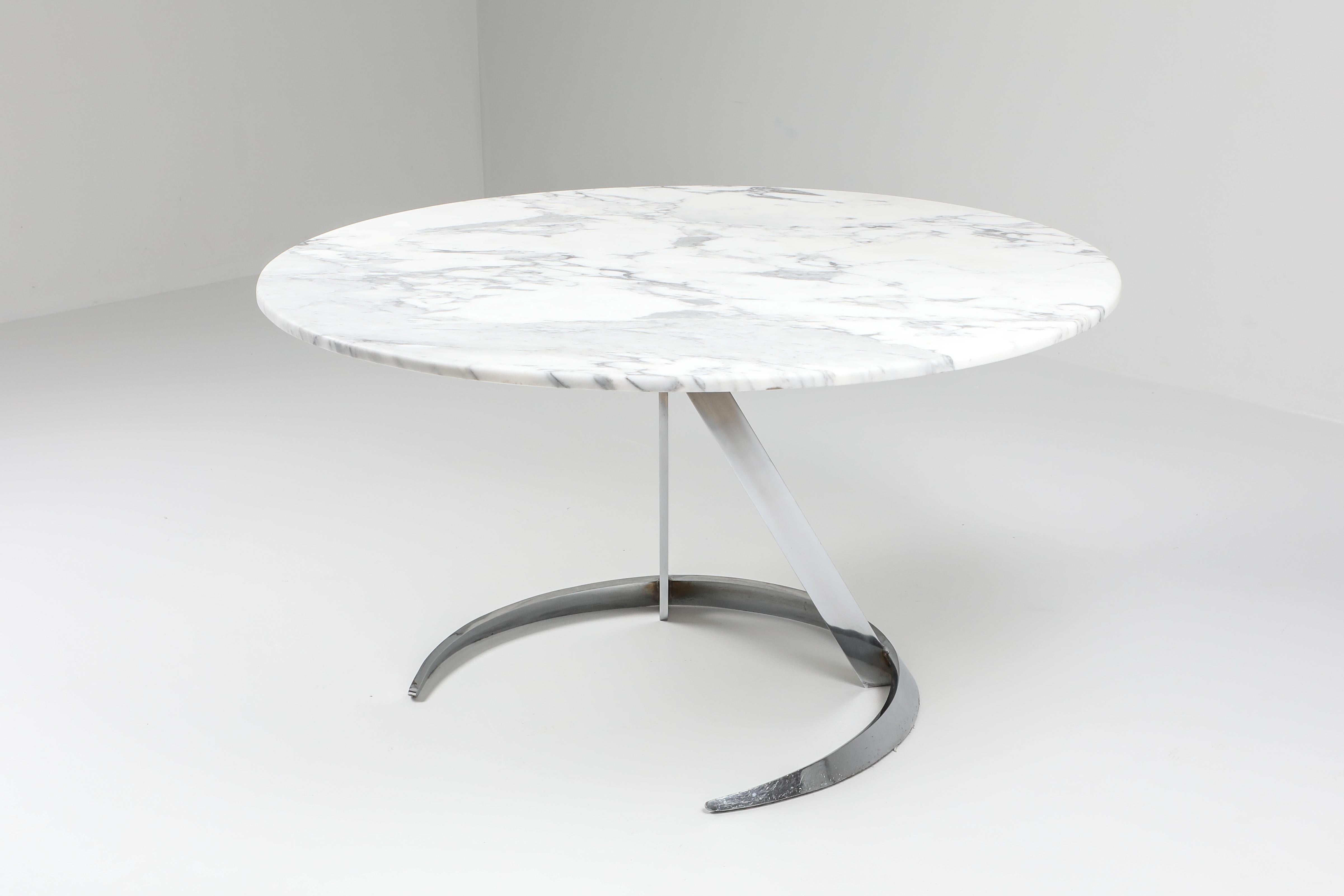 Post-Modern Marble and Chrome Boris Tabaccof Dining Room Table For Sale