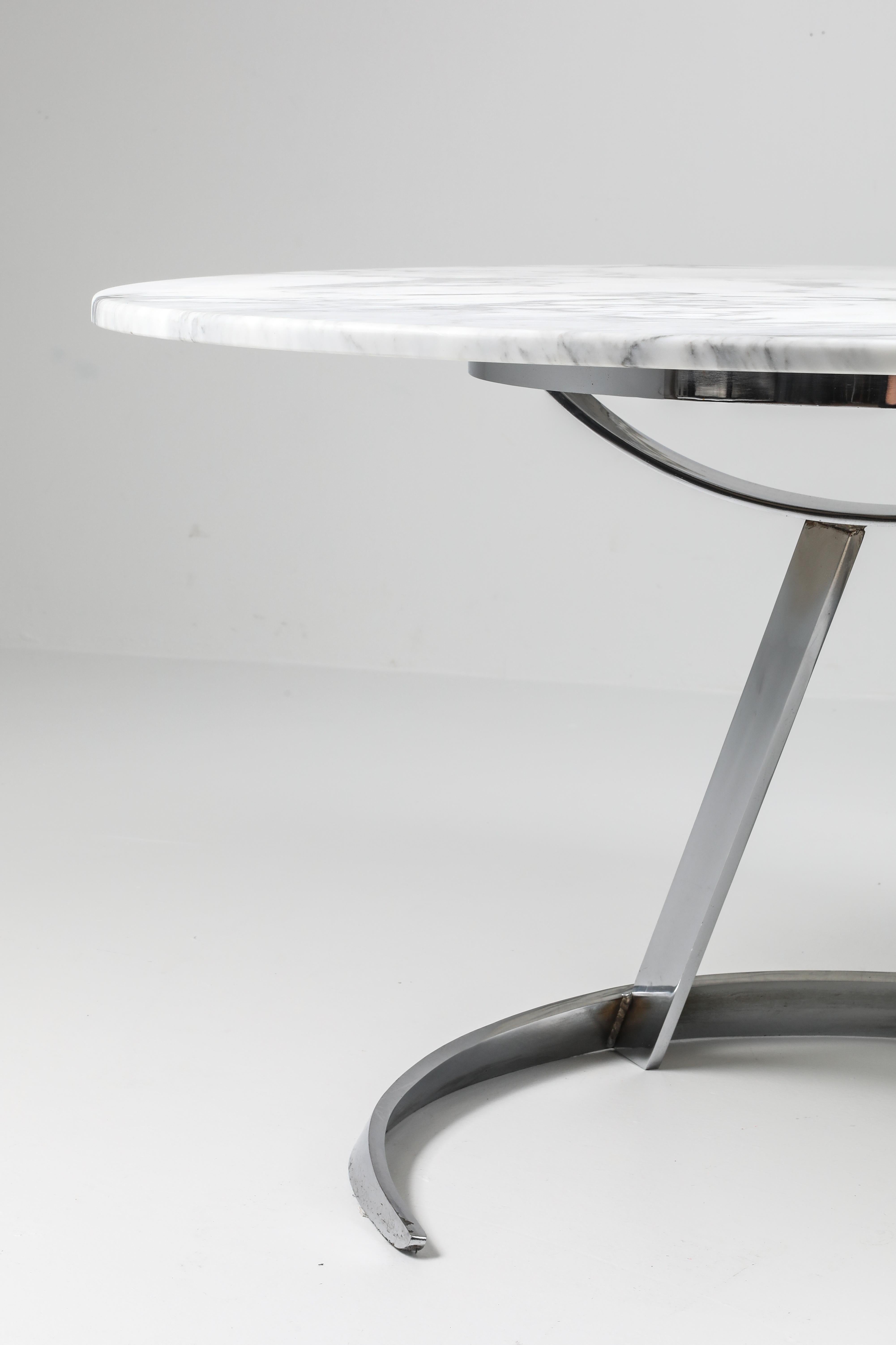 Wool Marble and Chrome Boris Tabaccof Dining Room Table For Sale