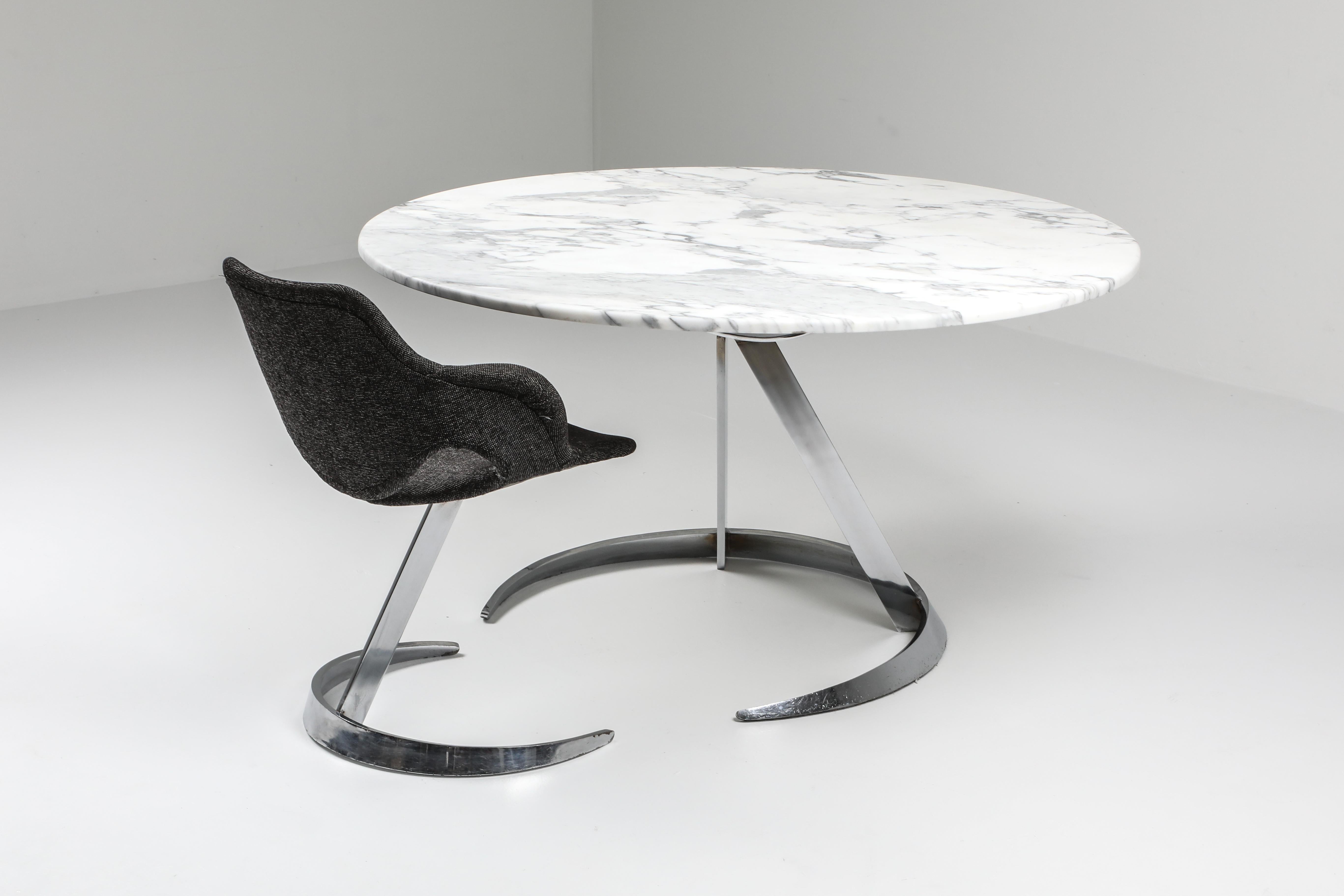 Wool Marble and Chrome Boris Tabaccof Dining Room Table