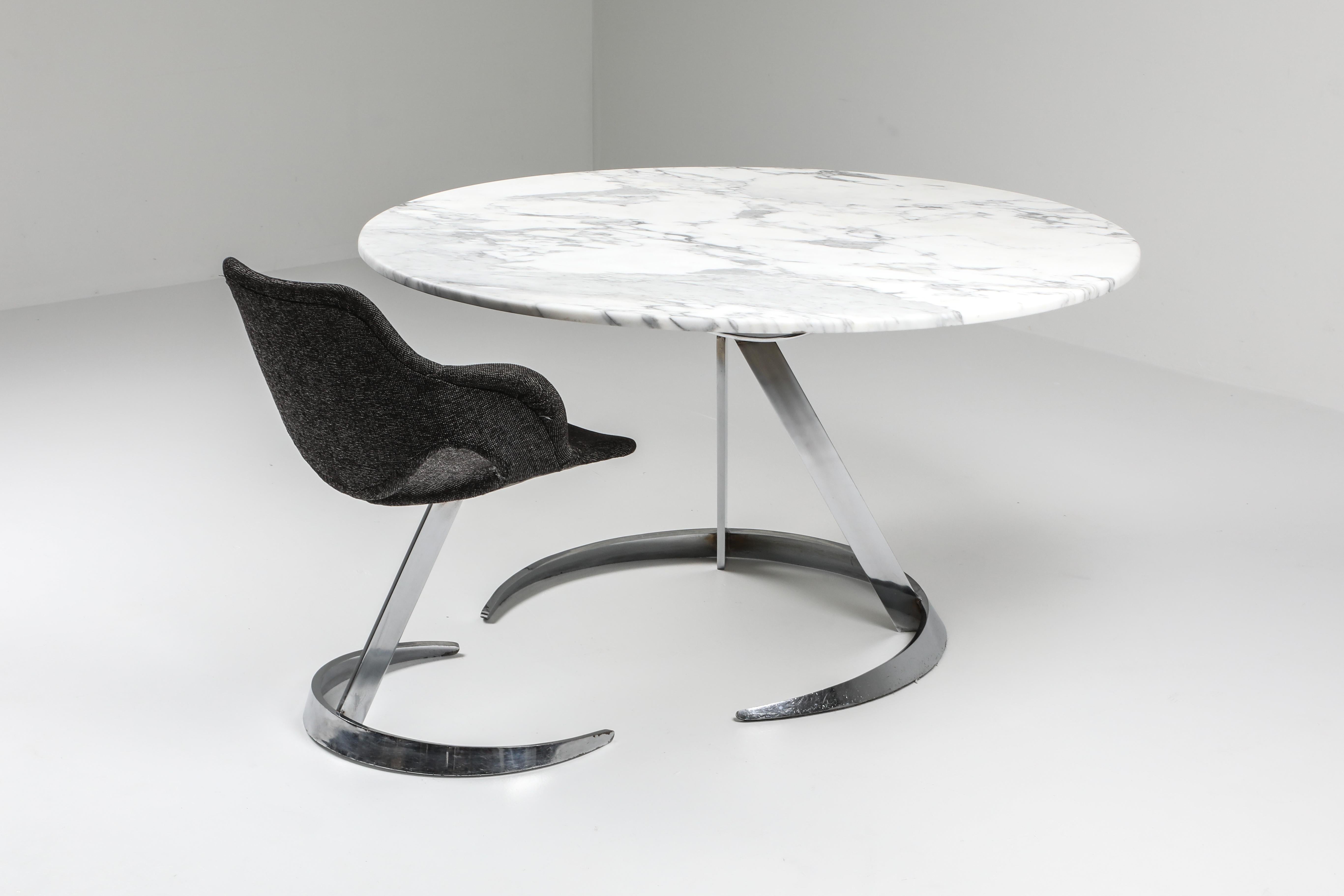 Marble and Chrome Boris Tabaccof Dining Room Table For Sale 1