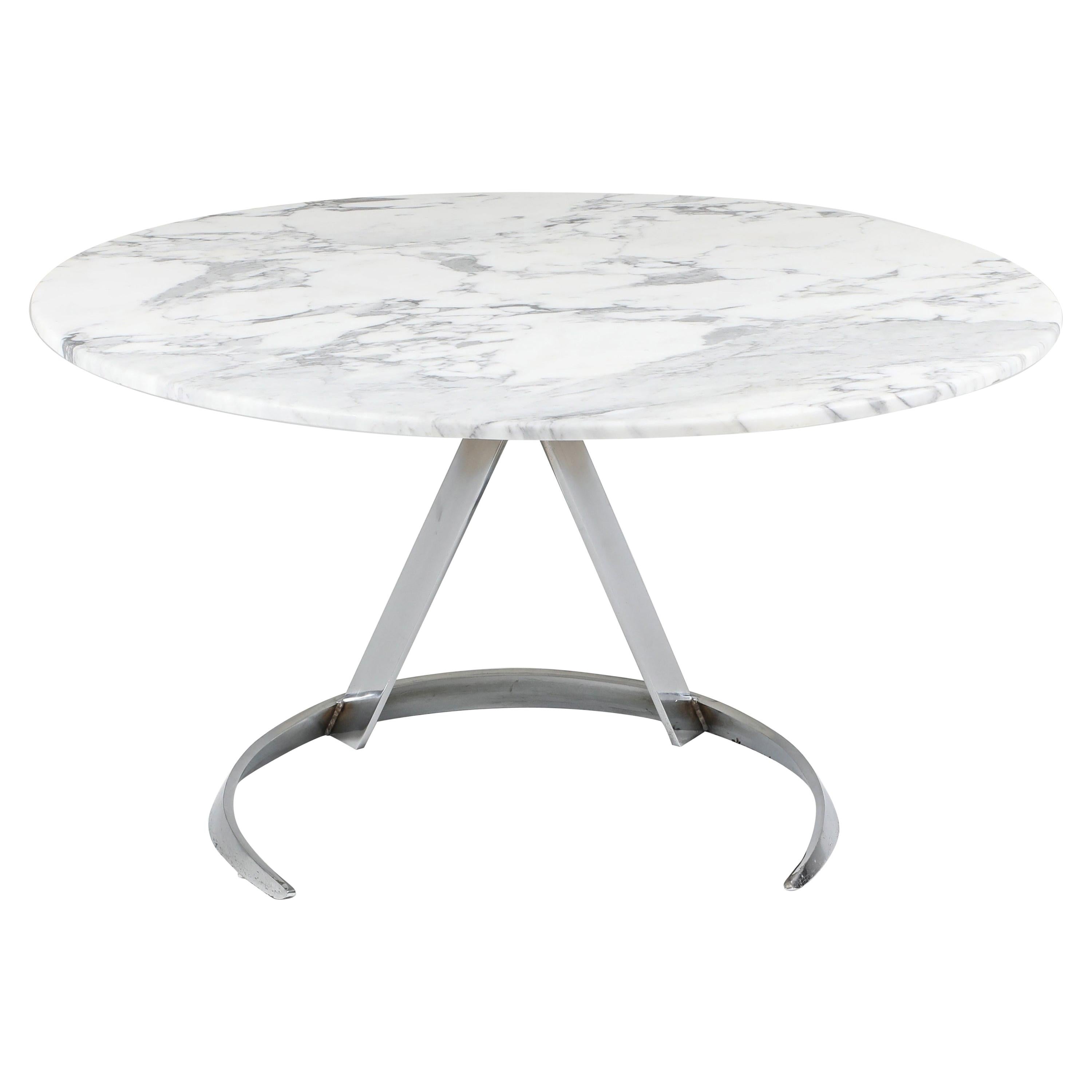 Marble and Chrome Boris Tabaccof Dining Room Table For Sale