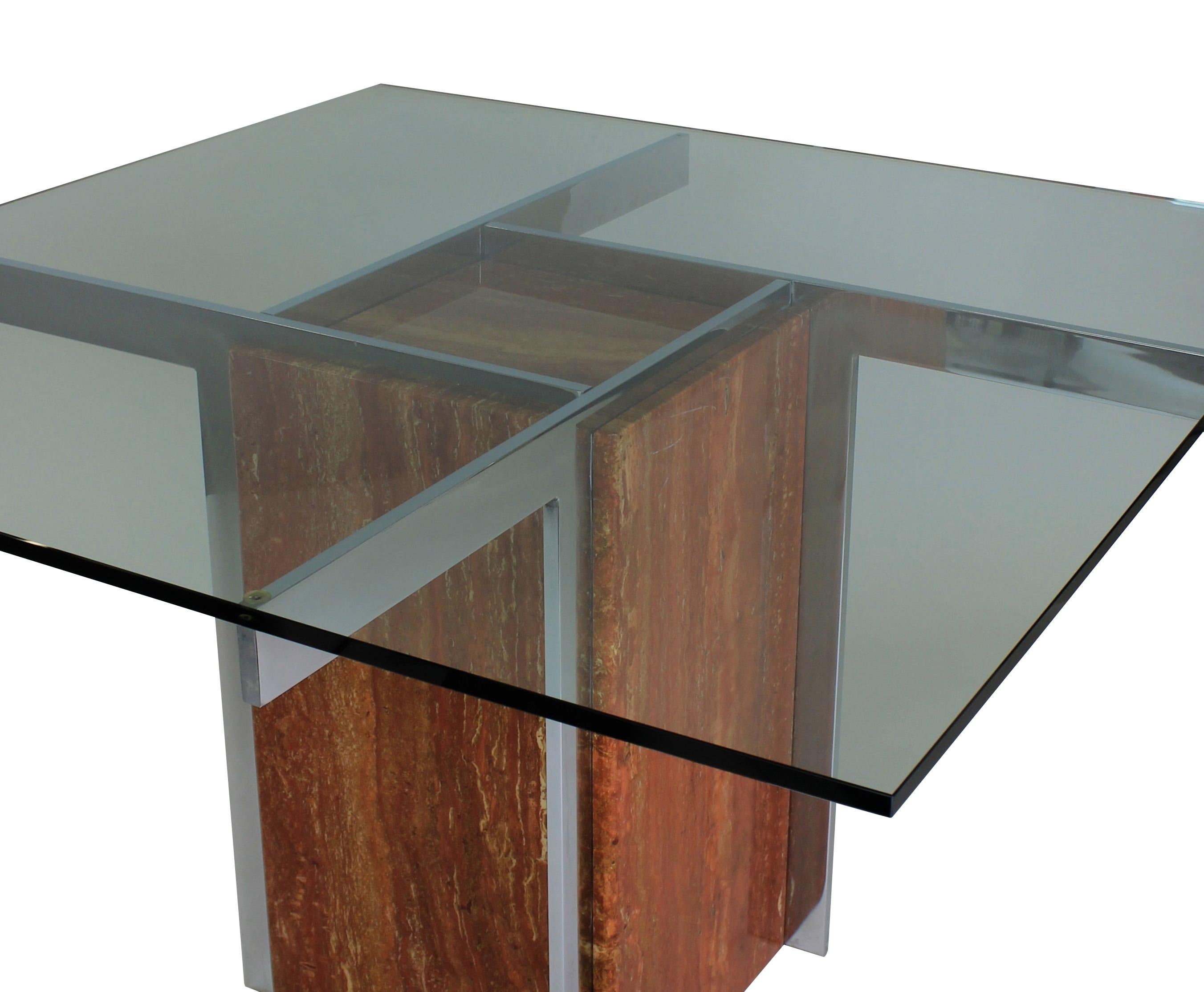 Mid-Century Modern Marble and Chrome Modernist Dining Table