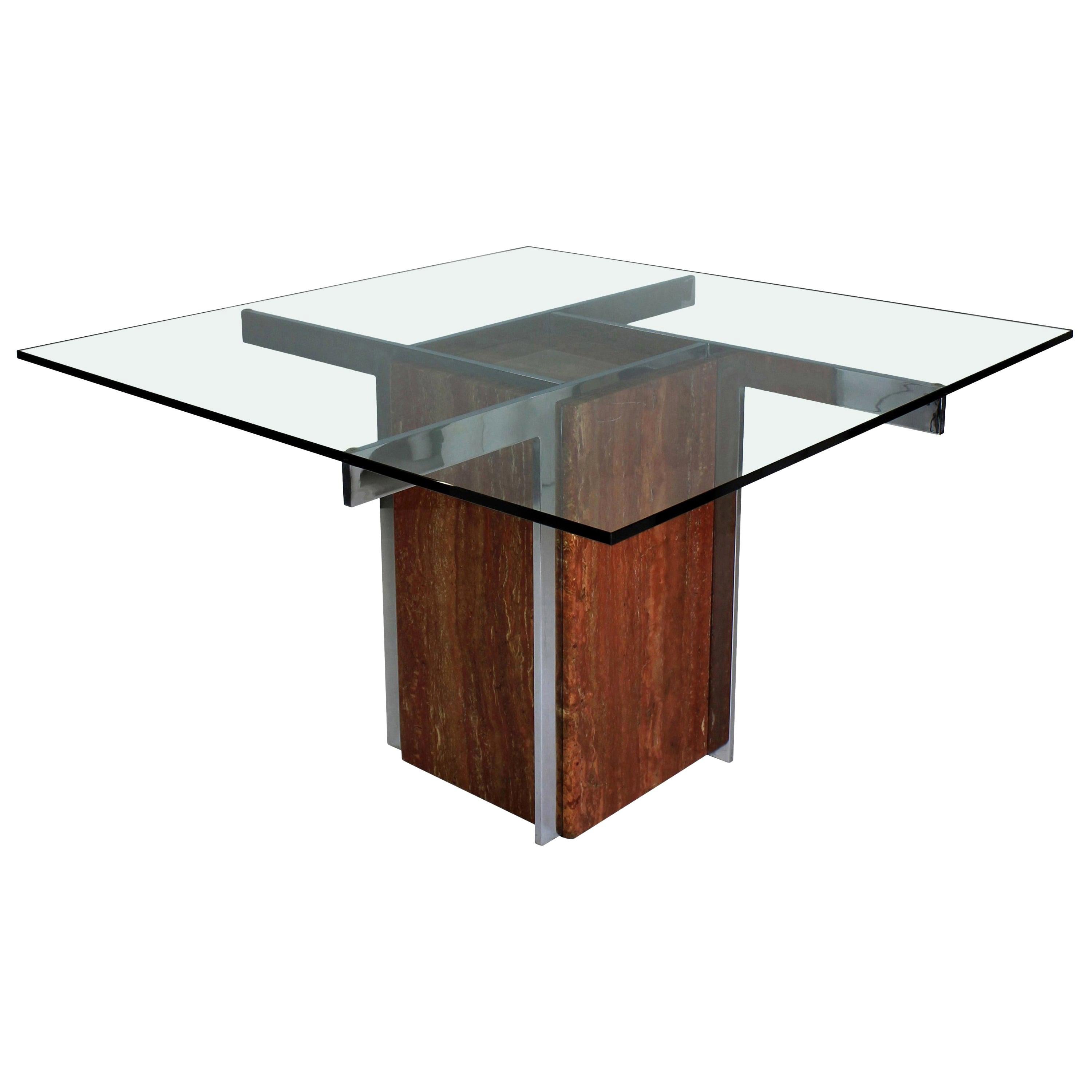 Marble and Chrome Modernist Dining Table