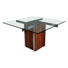 Marble and Chrome Modernist Dining Table