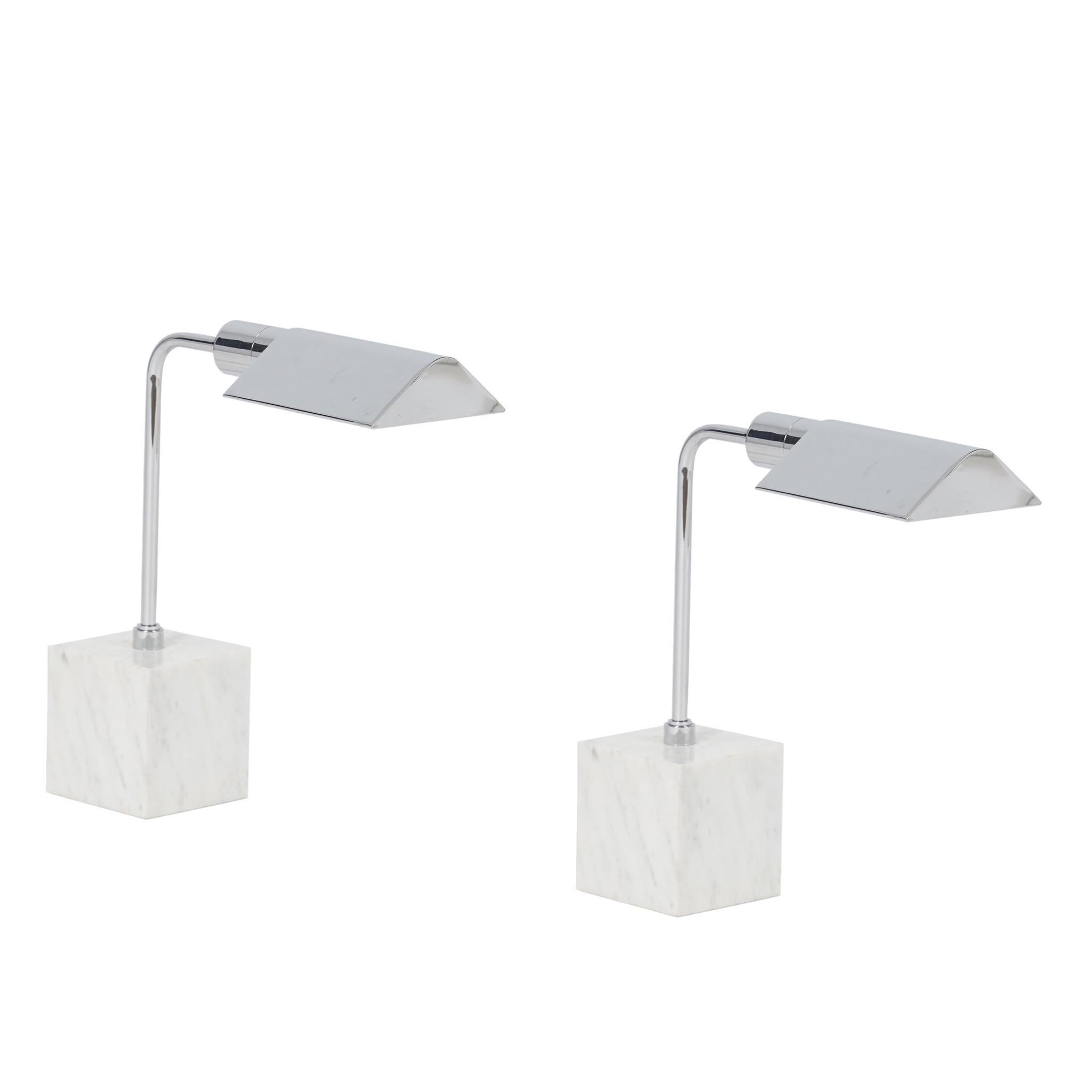 Mid-Century Modern Marble and Chrome Table Lamps, 1970 Koch & Lowy