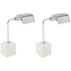 Marble and Chrome Table Lamps, 1970 Koch & Lowy