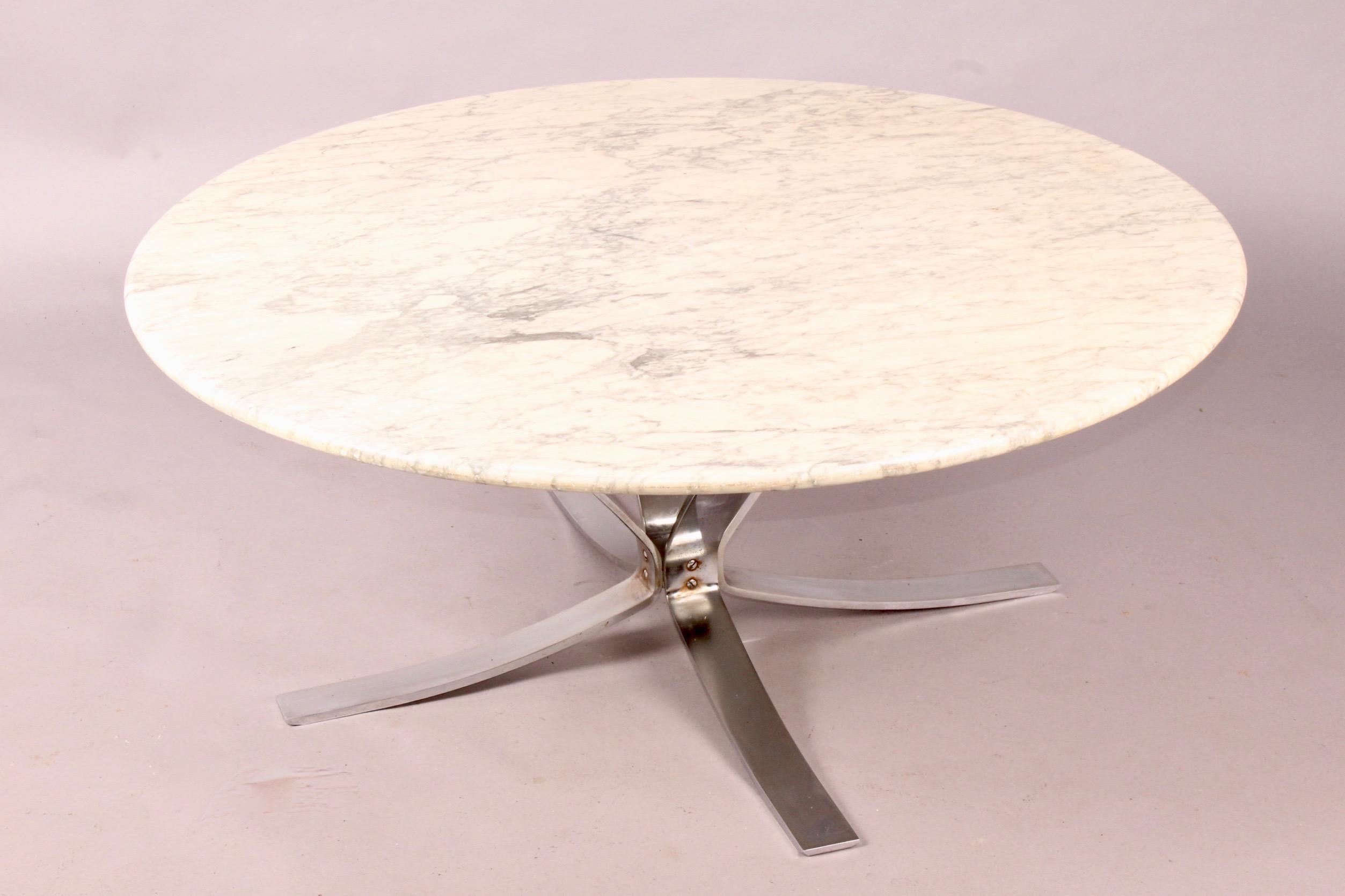 European Marble and Chromed Metal Coffee Table