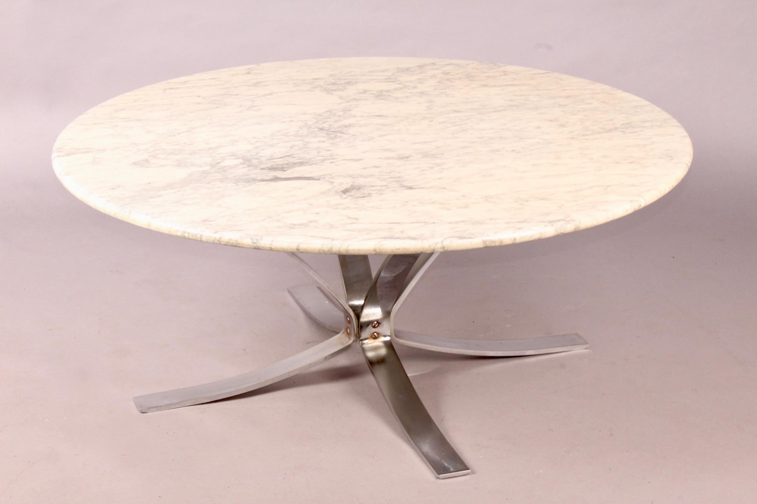 Mid-20th Century Marble and Chromed Metal Coffee Table