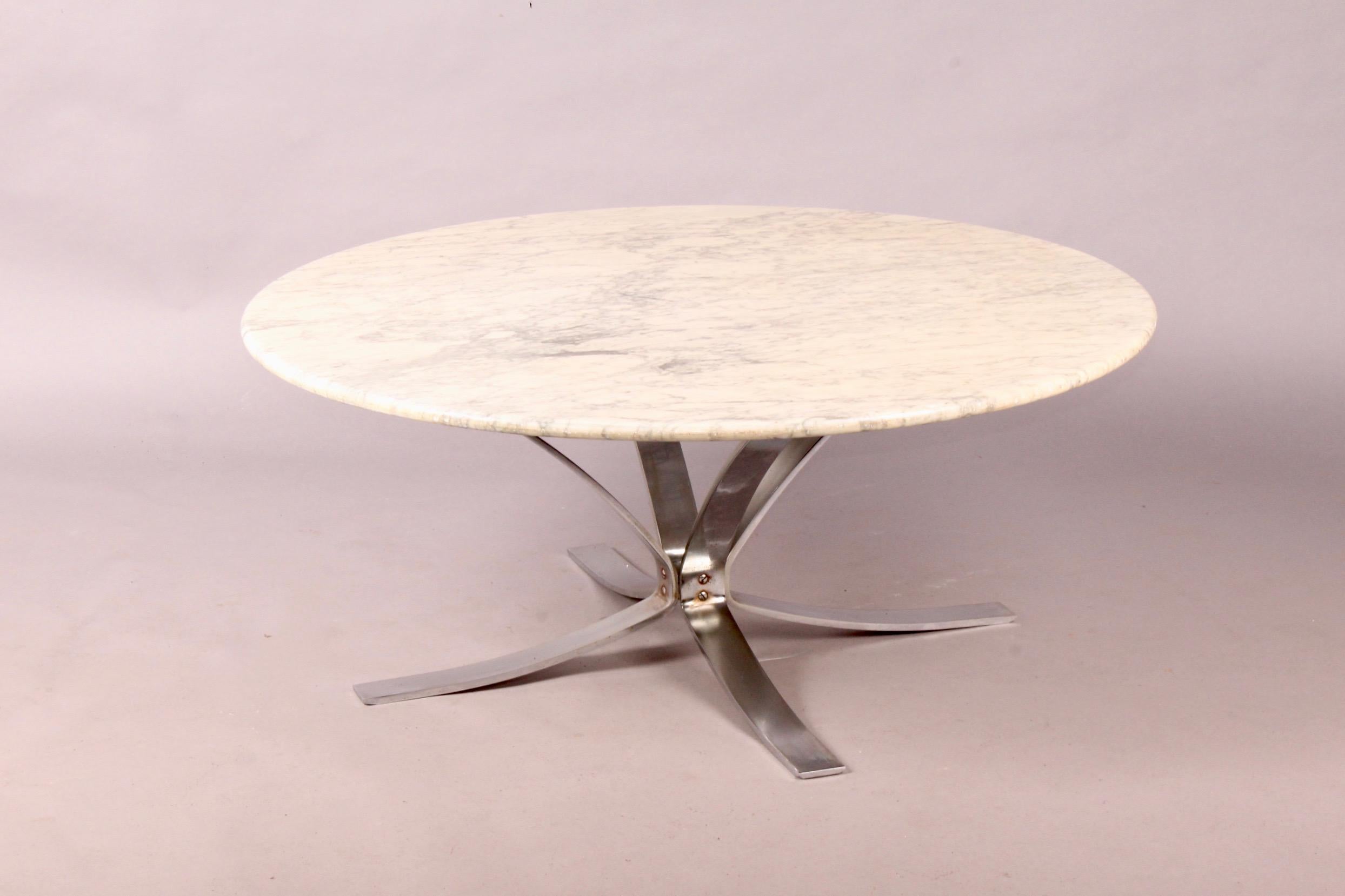 Marble and Chromed Metal Coffee Table 1