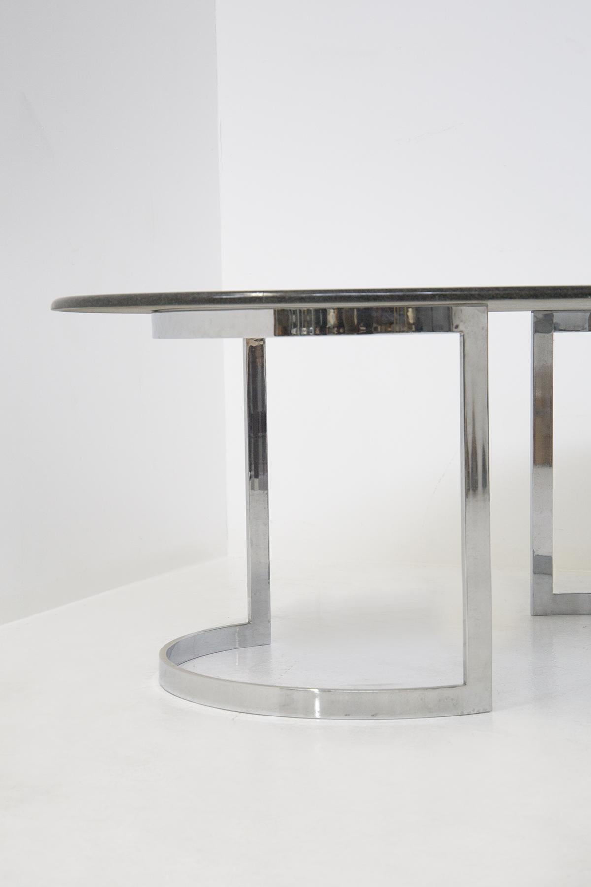 Marble and Chromed Metal Table by Vittorio Introini for Residence Vips In Good Condition In Milano, IT