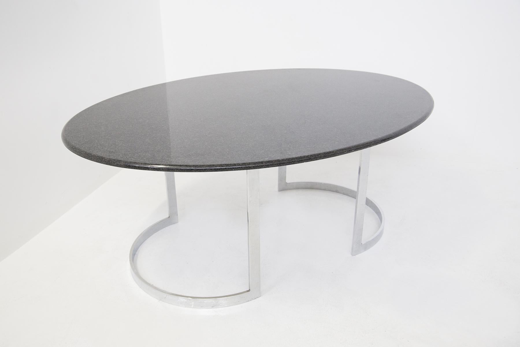 Steel Marble and Chromed Metal Table by Vittorio Introini for Residence Vips