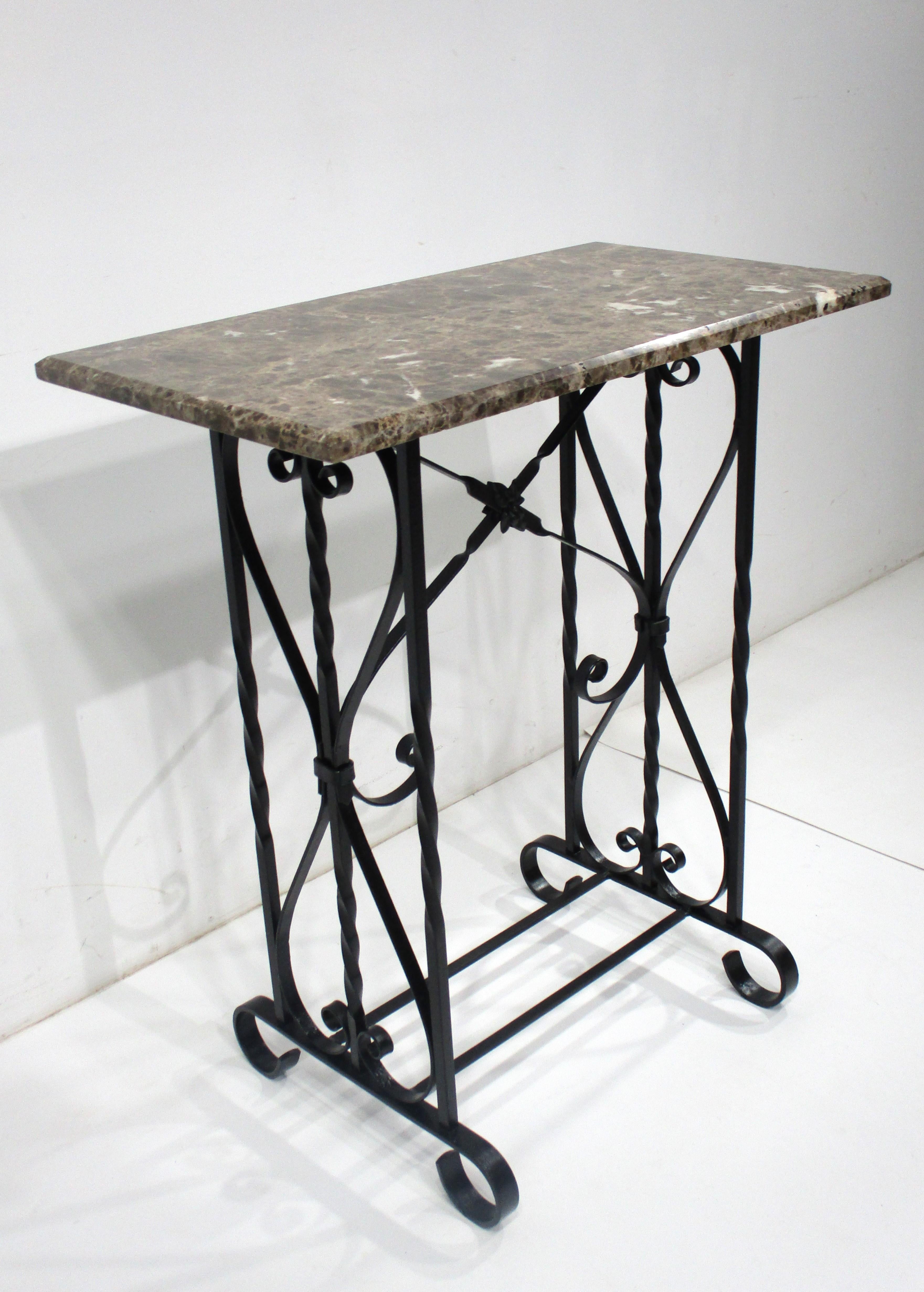 Marble and Decorative Iron Console Table  For Sale 4