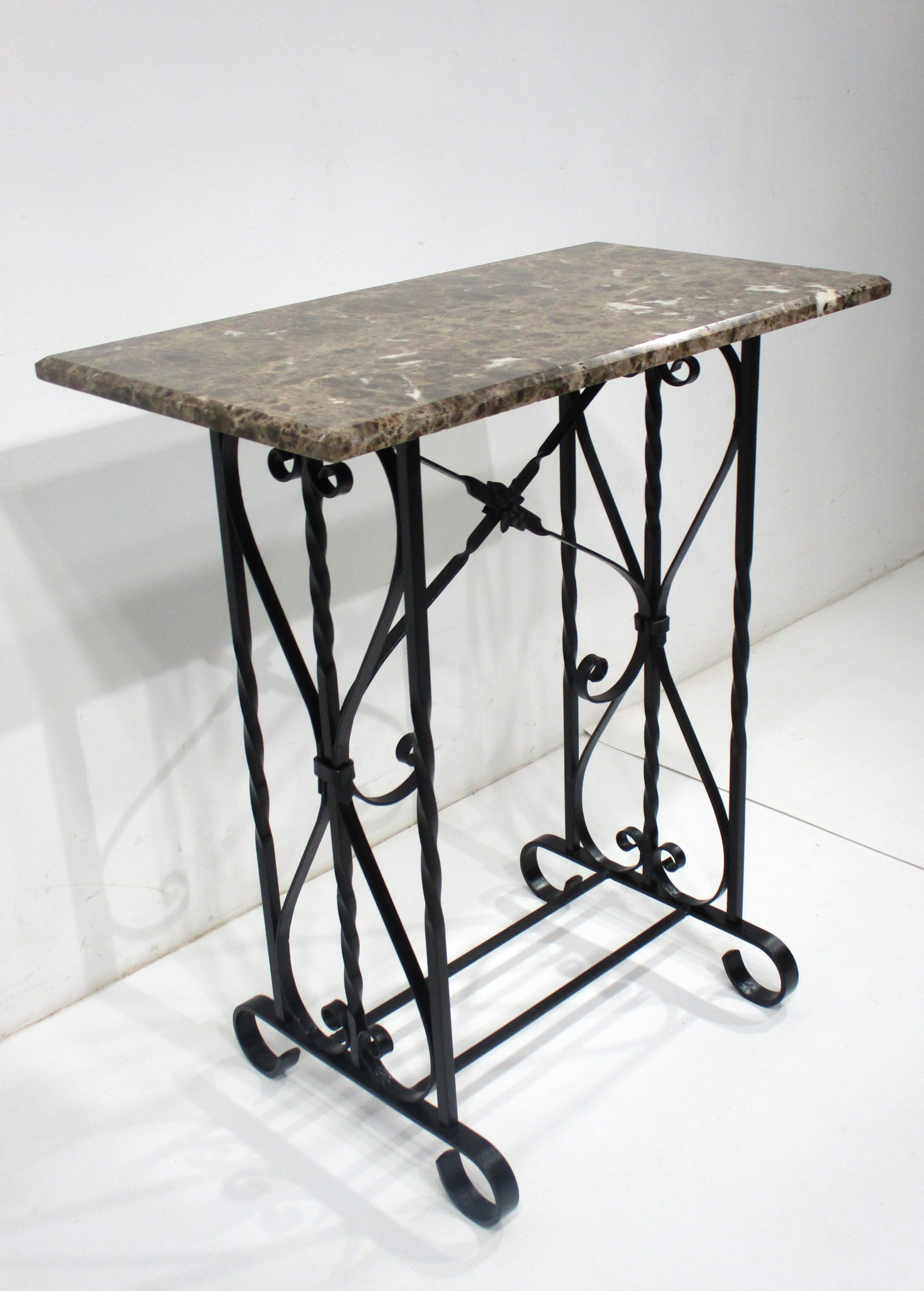 Marble and Decorative Iron Console Table For Sale 4