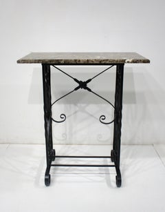 Marble and Decorative Iron Console Table