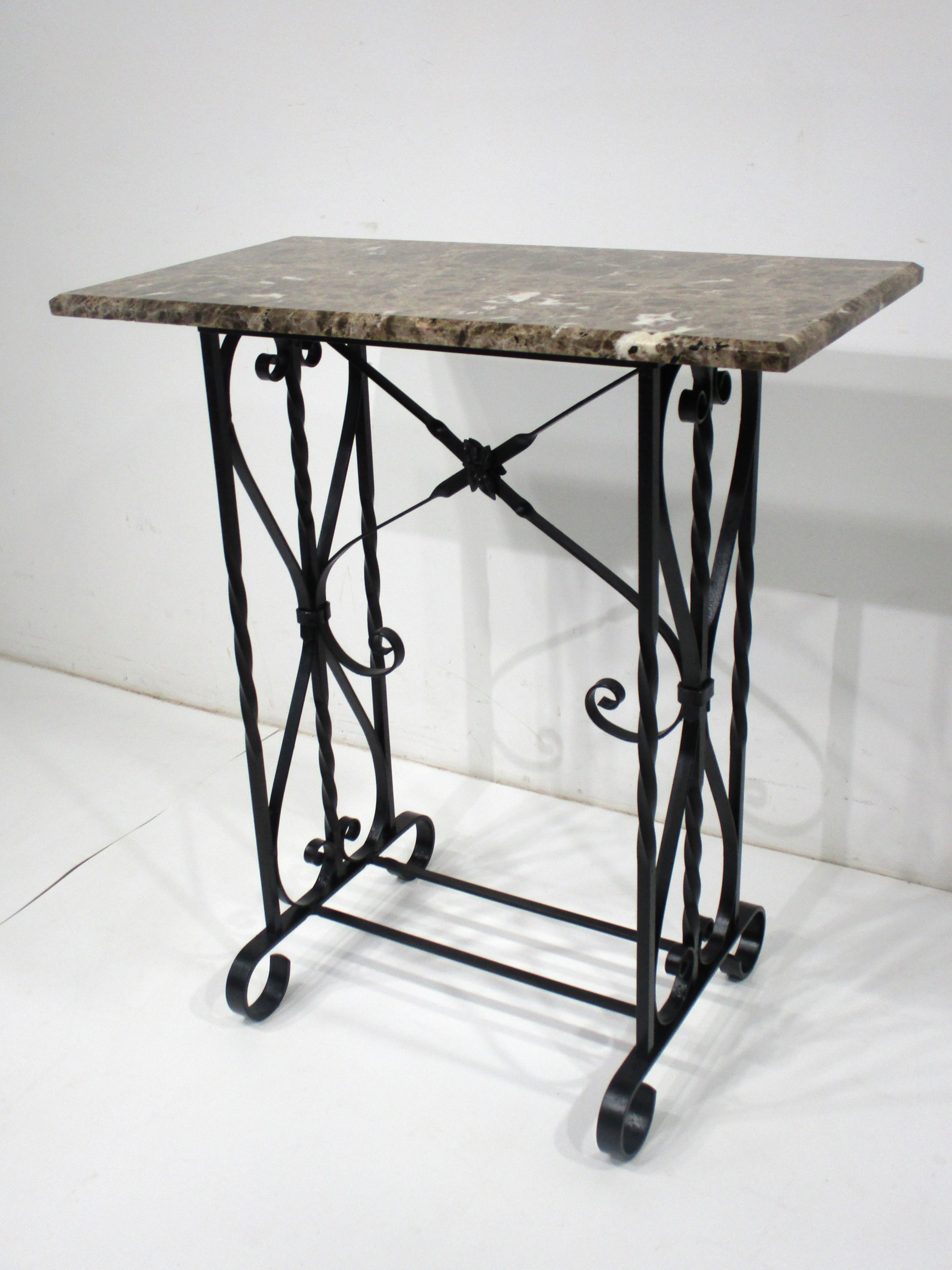 20th Century Marble and Decorative Iron Console Table  For Sale