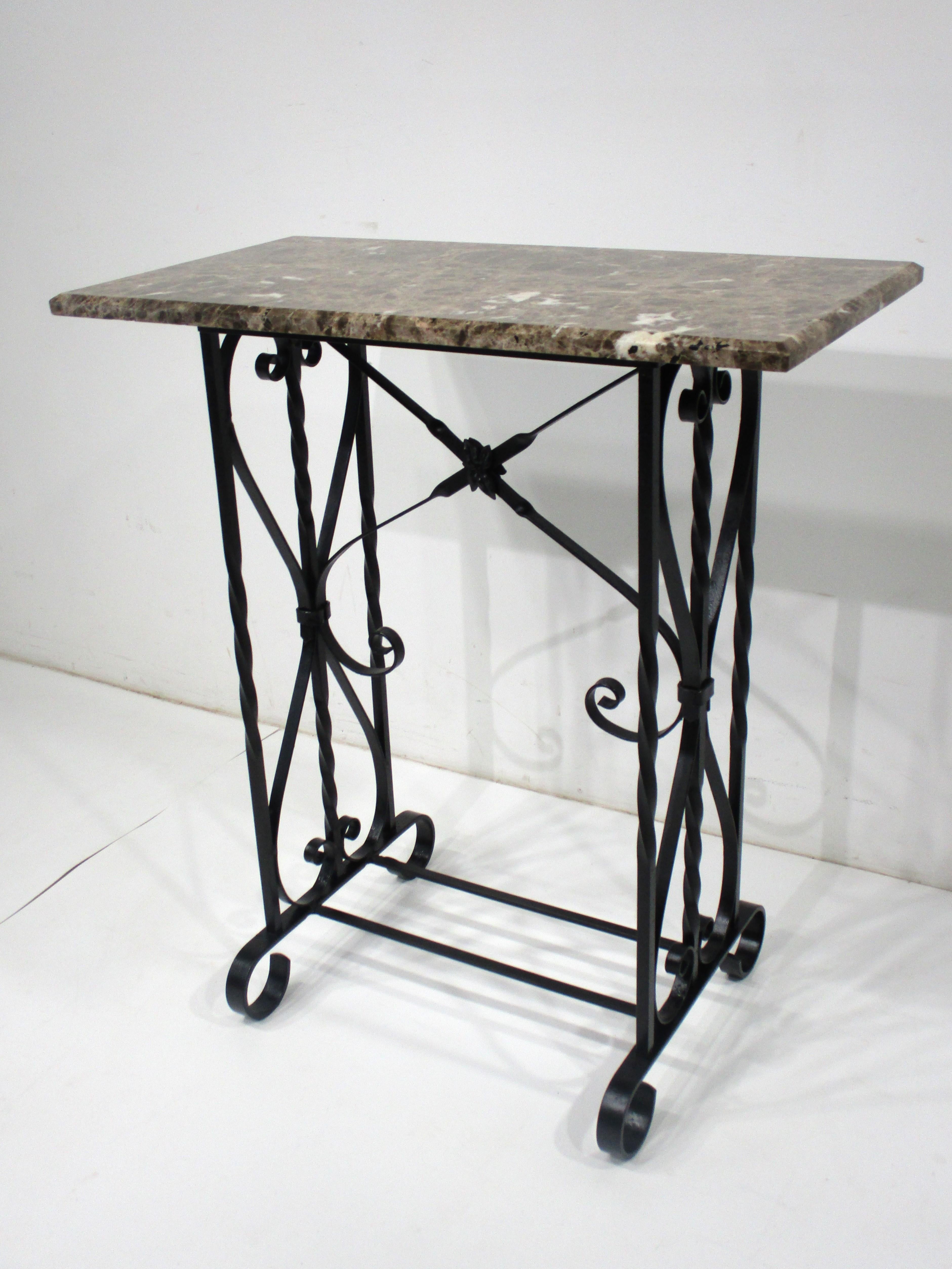 20th Century Marble and Decorative Iron Console Table For Sale
