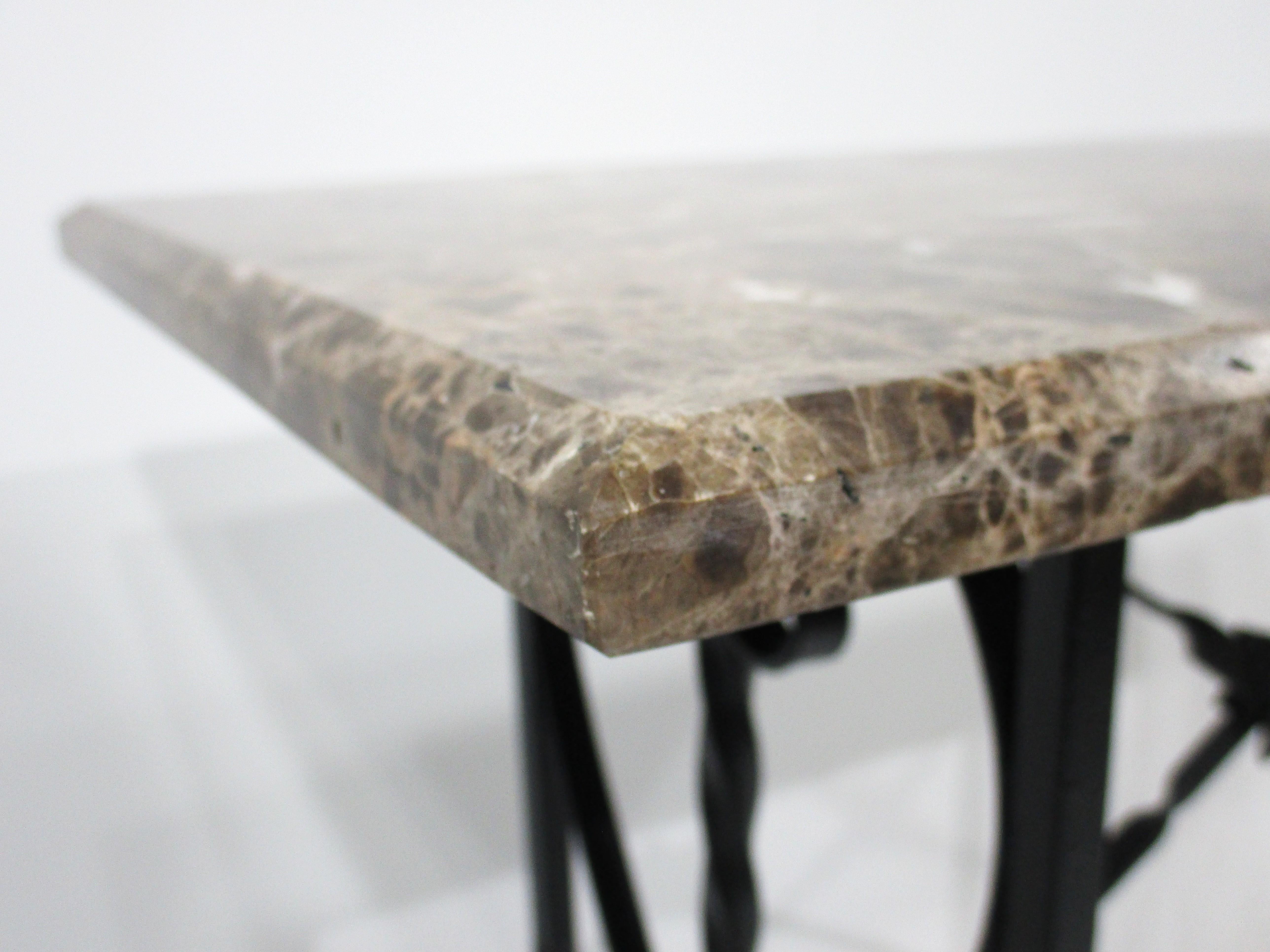Marble and Decorative Iron Console Table For Sale 3