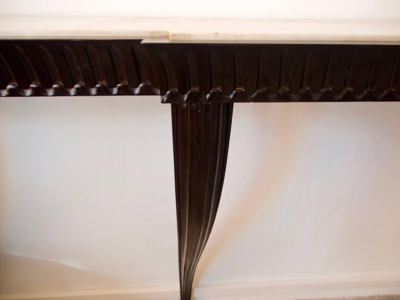 Marble and Ebonized Wood Console by Paolo Buffa, circa 1950 In Good Condition In Madrid, ES