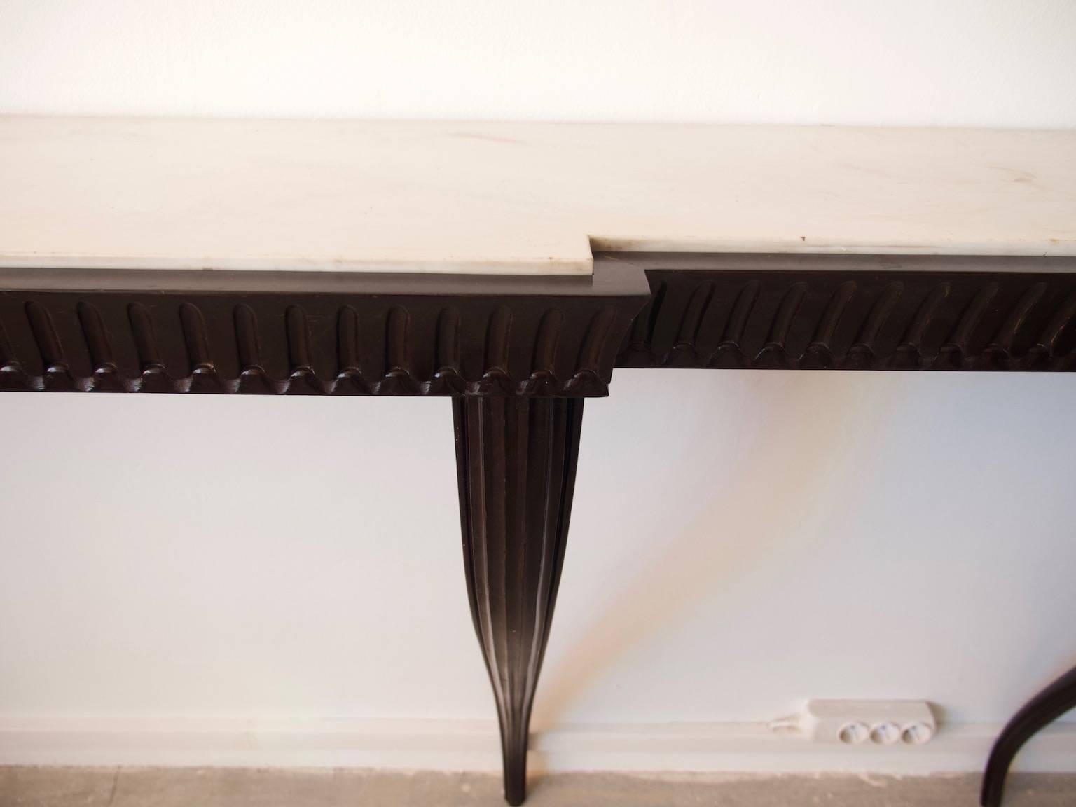 20th Century Marble and Ebonized Wood Console by Paolo Buffa, circa 1950