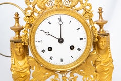 Marble and Fire-Gilt-Bronze Directoire-Era Portico Clock Retour d'Egypte Style