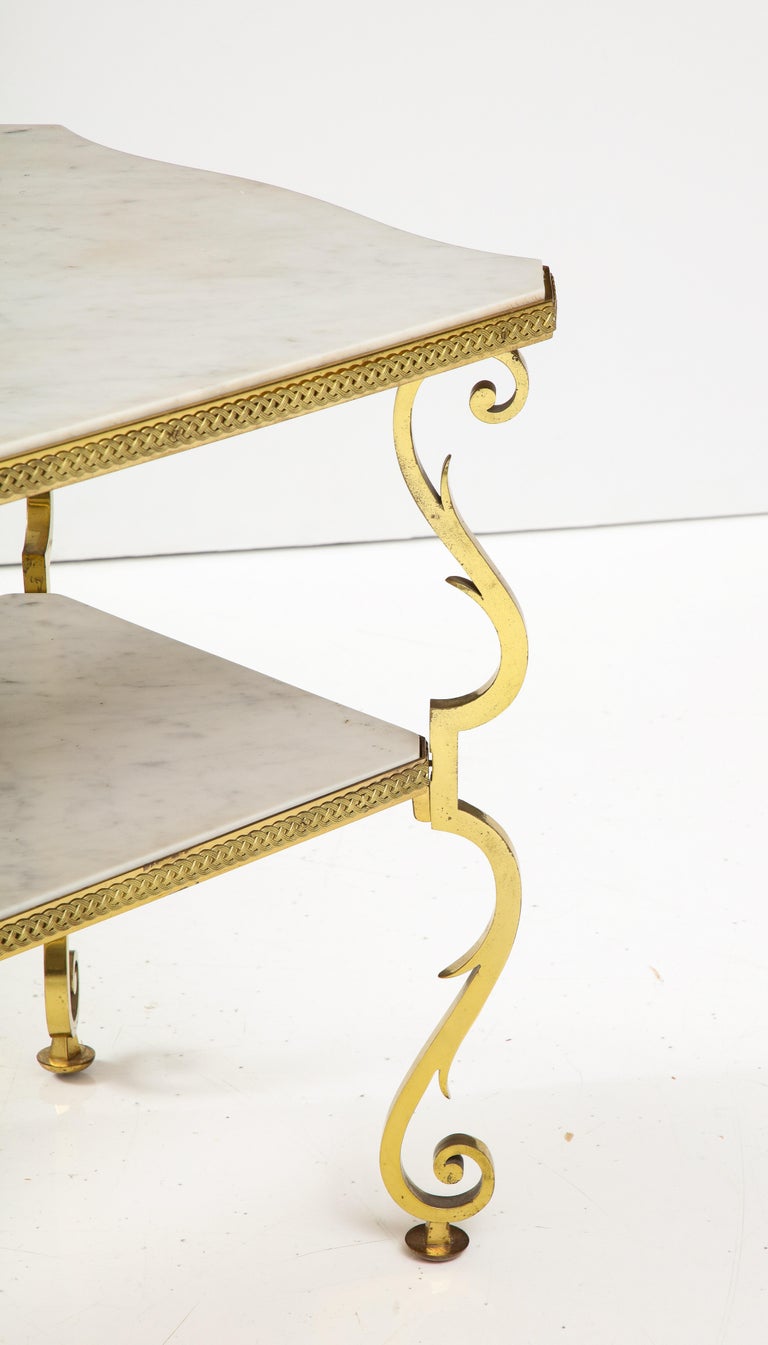 Marble and Gilded Bronze End Table by Gilbert Poillerat, France, c. 1950 For Sale 4