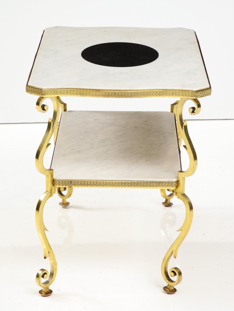 Marble and Gilded Bronze End Table by Gilbert Poillerat, France, c. 1950 For Sale 5