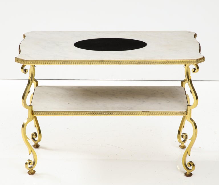 Marble and Gilded Bronze End Table by Gilbert Poillerat, France, c. 1950 For Sale 7