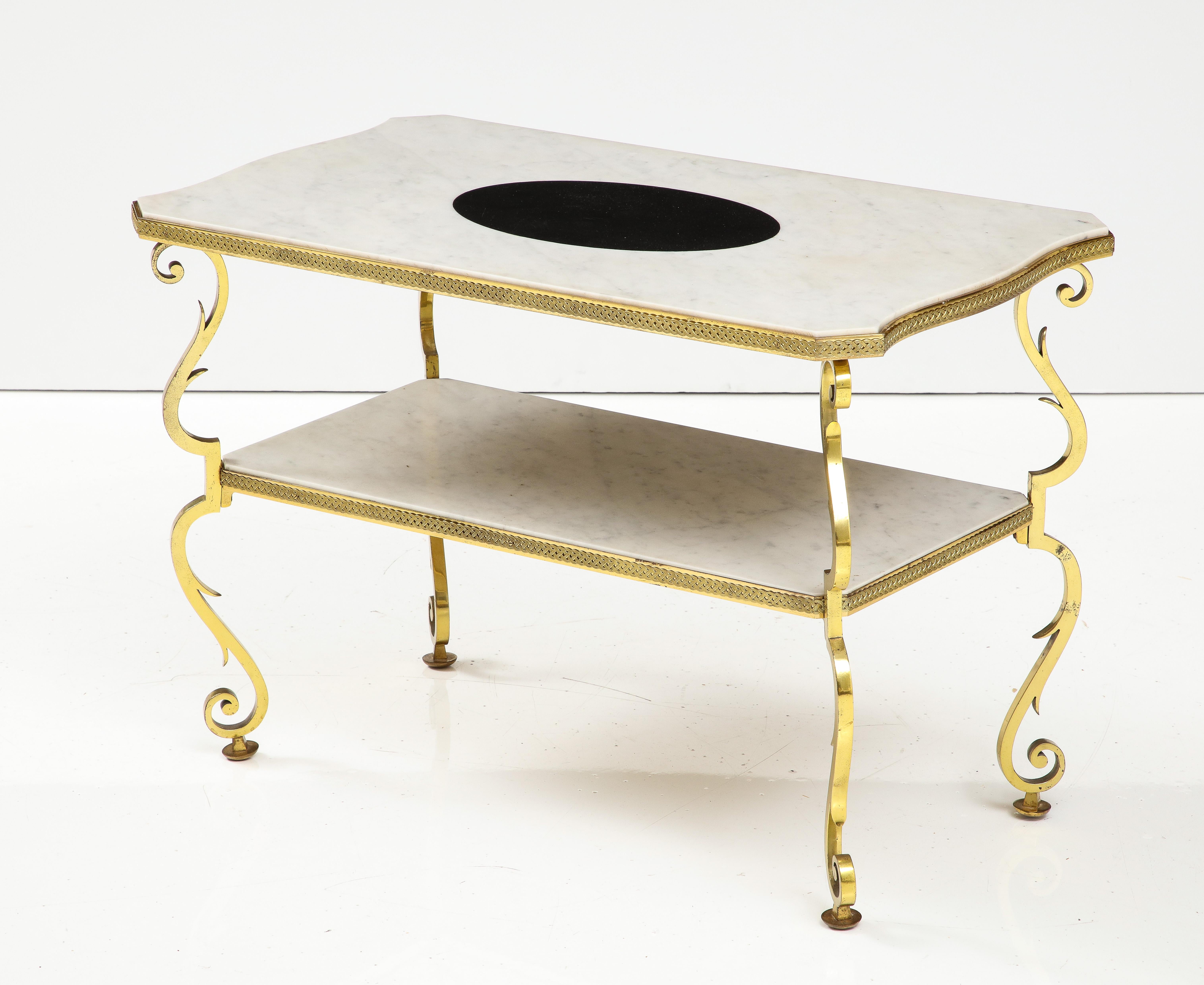 Marble and Gilded Bronze End Table by Gilbert Poillerat, France, c. 1950 For Sale 8