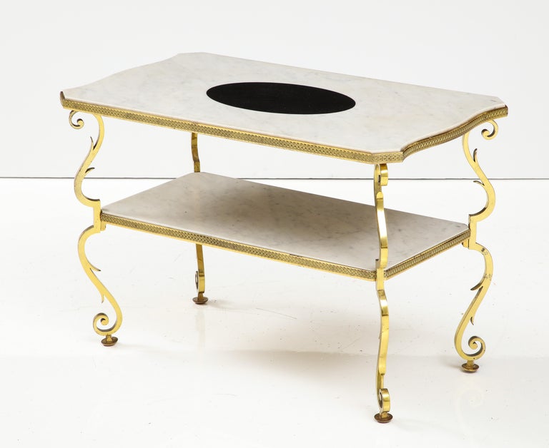 Marble and Gilded Bronze End Table by Gilbert Poillerat, France, c. 1950 For Sale 8
