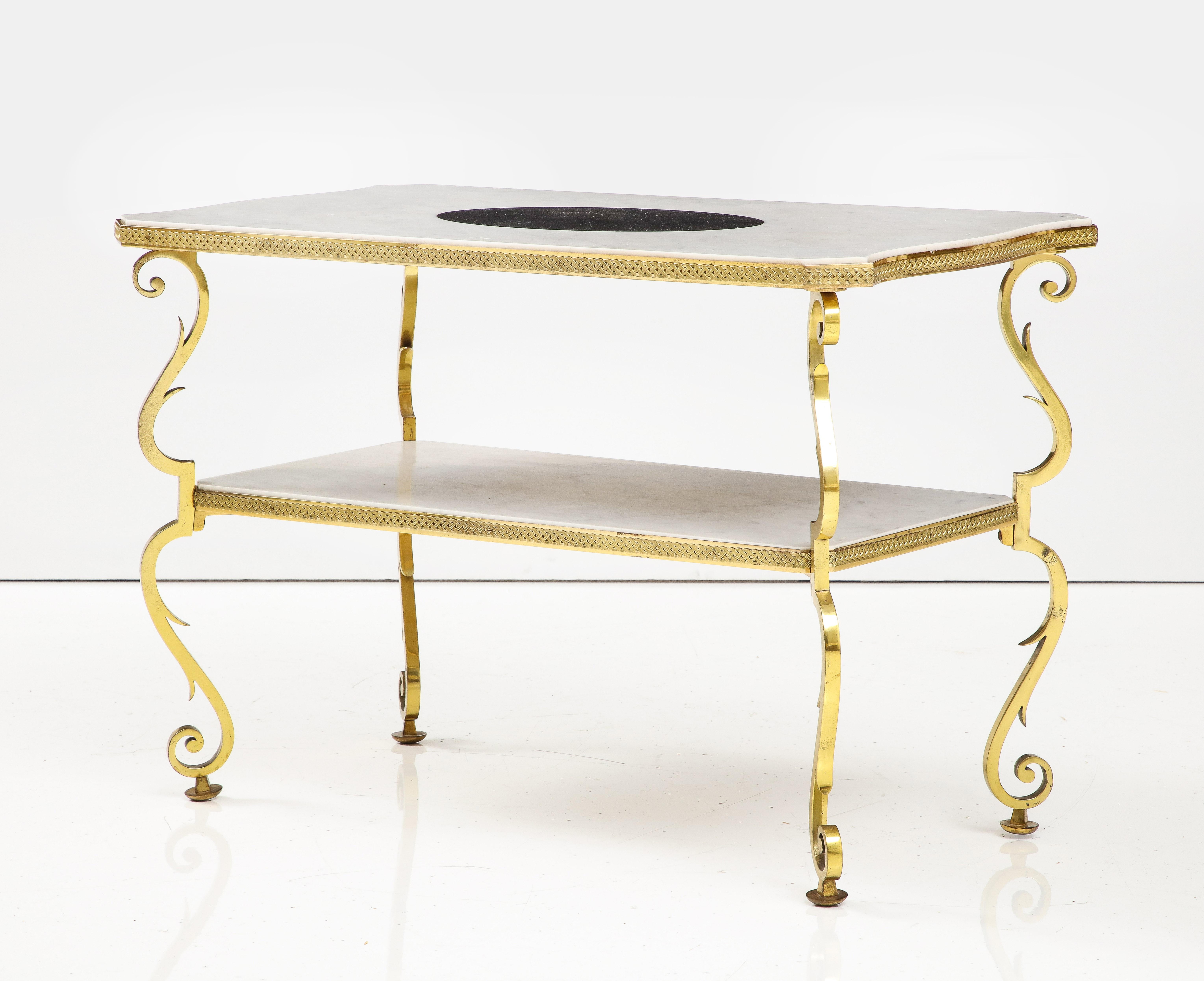 Marble and Gilded Bronze End Table by Gilbert Poillerat, France, c. 1950 For Sale 9