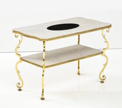 Marble and Gilded Bronze End Table by Gilbert Poillerat, France, c. 1950