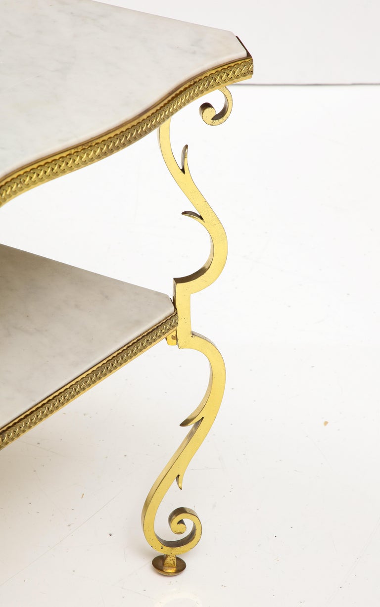 Gilt Marble and Gilded Bronze End Table by Gilbert Poillerat, France, c. 1950 For Sale