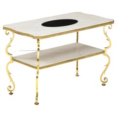 Marble and Gilded Bronze End Table by Gilbert Poillerat, France, c. 1950