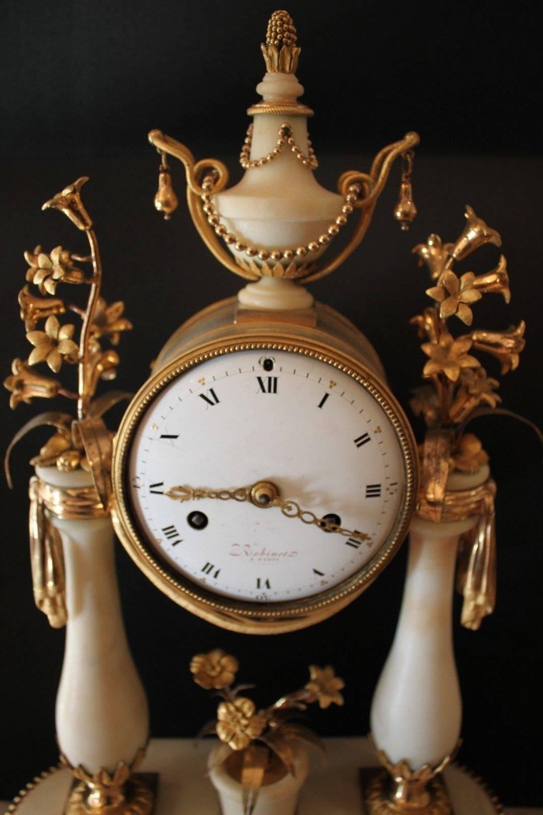 Marble and Gilded Bronze Mantel Clock, Louis XV Period 4