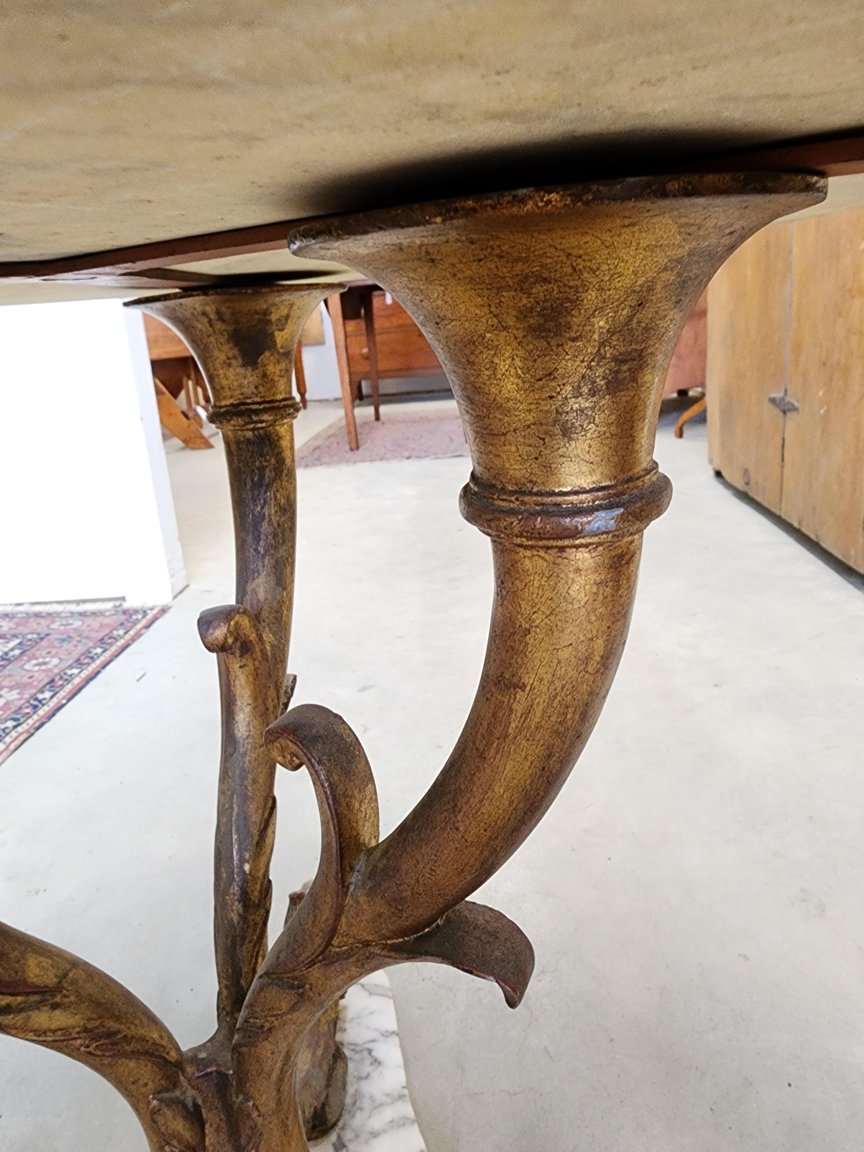 Mid-Century Modern Marble and Gilded Iron Table