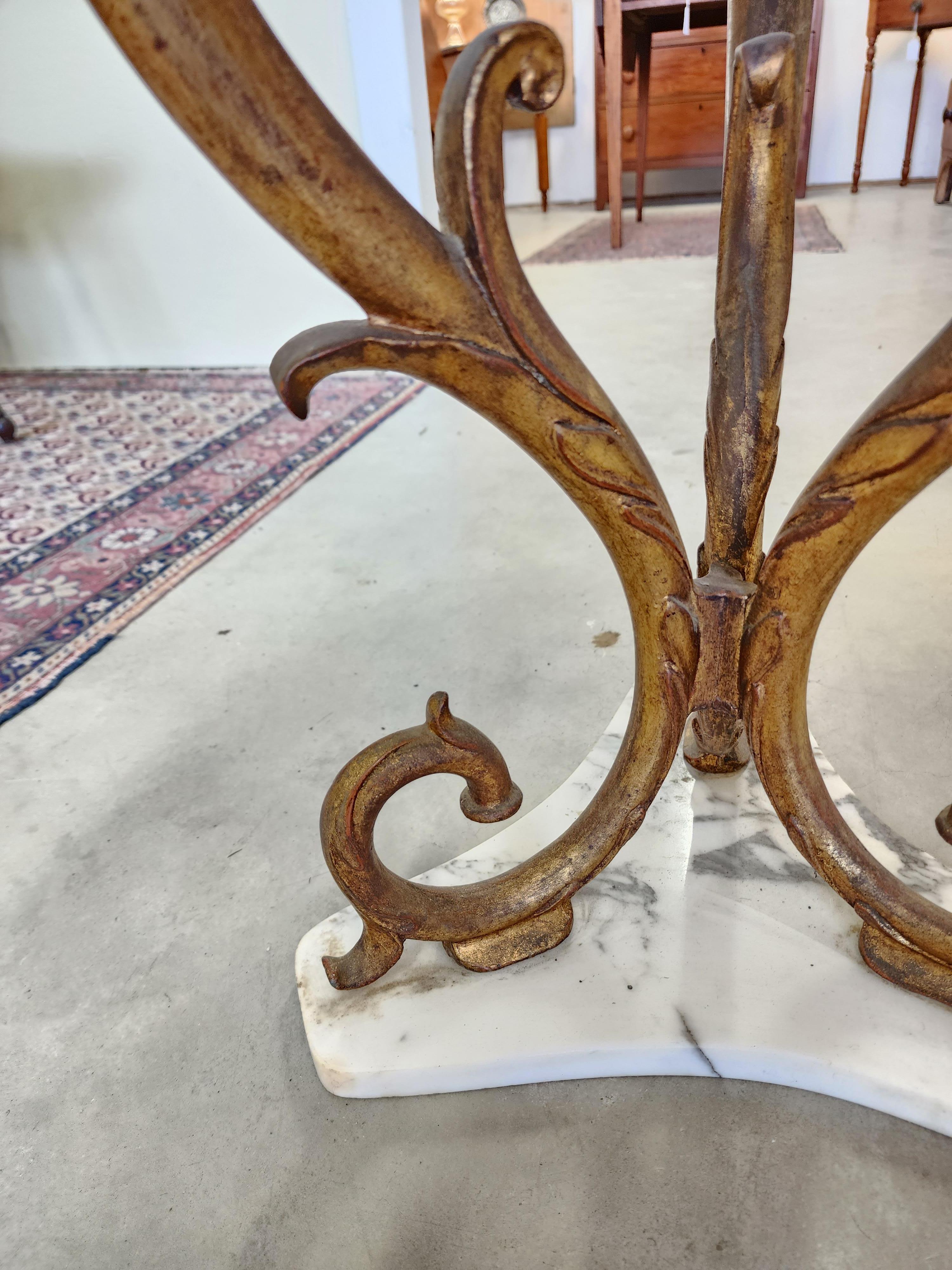 Italian Marble and Gilded Iron Table