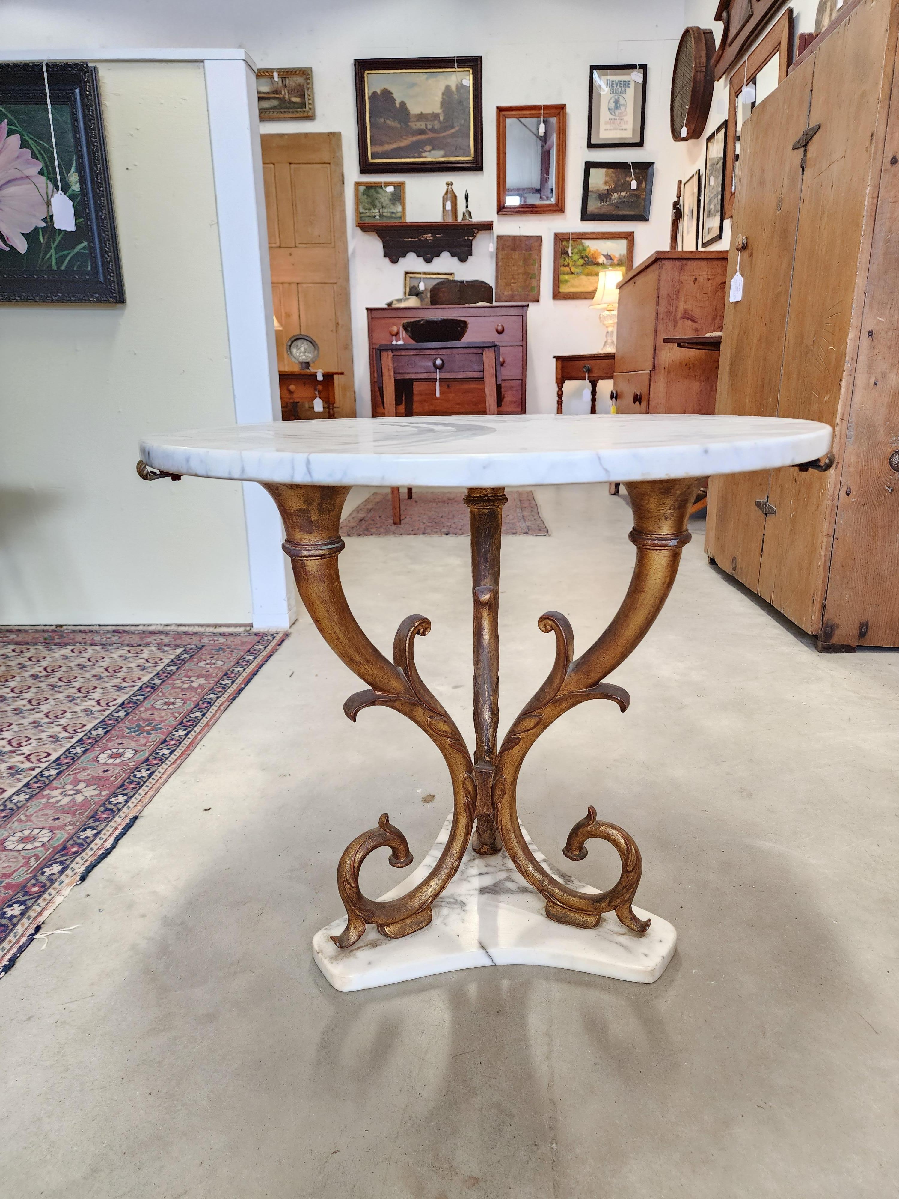 Mid-20th Century Marble and Gilded Iron Table