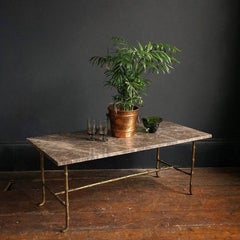 Marble and Gilt Bronze Faux Bamboo Coffee Table