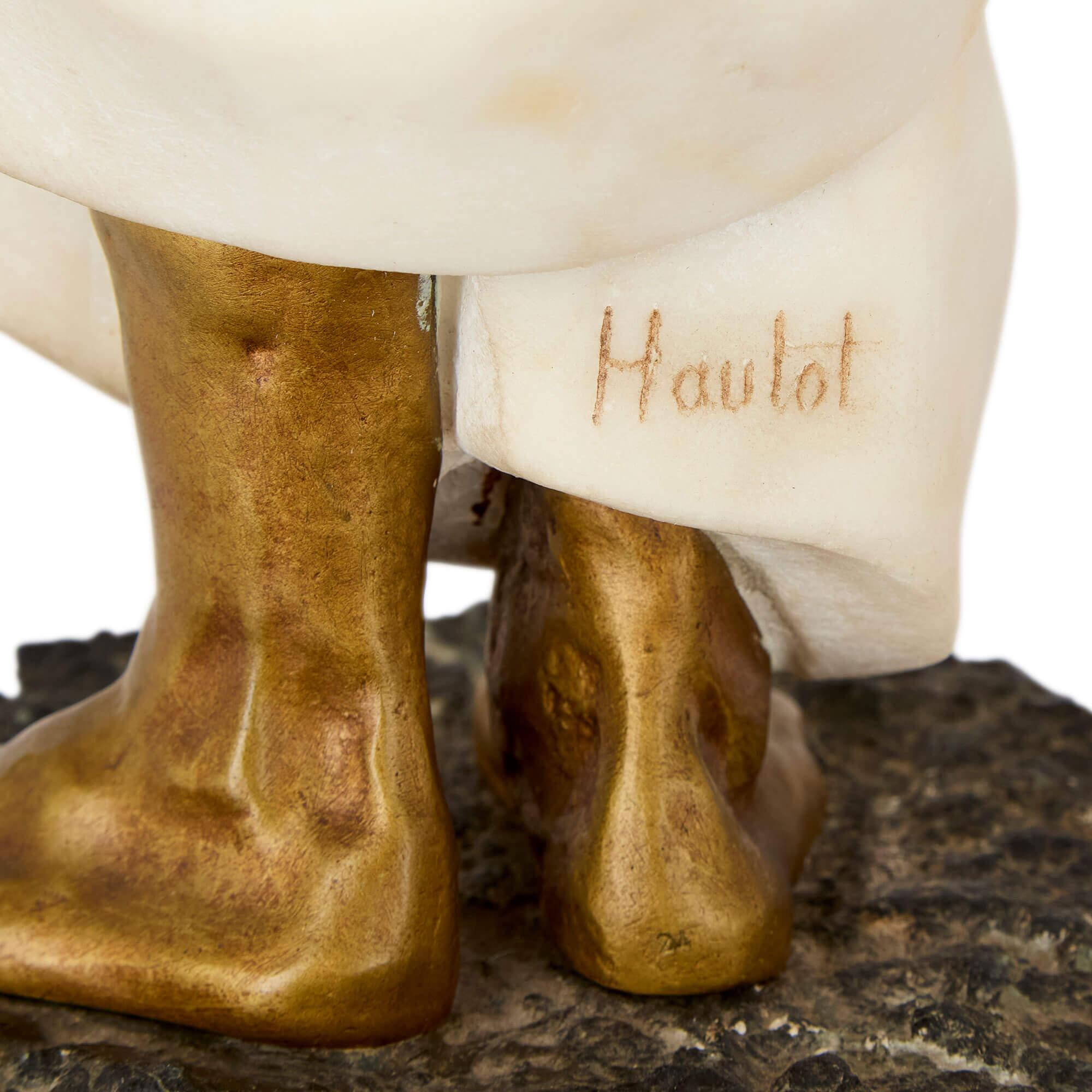 Orientalische Skulptur aus Marmor und vergoldeter Bronze von Hautot (20. Jahrhundert) im Angebot