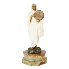 Marble and Gilt Bronze Orientalist Sculpture by Hautot