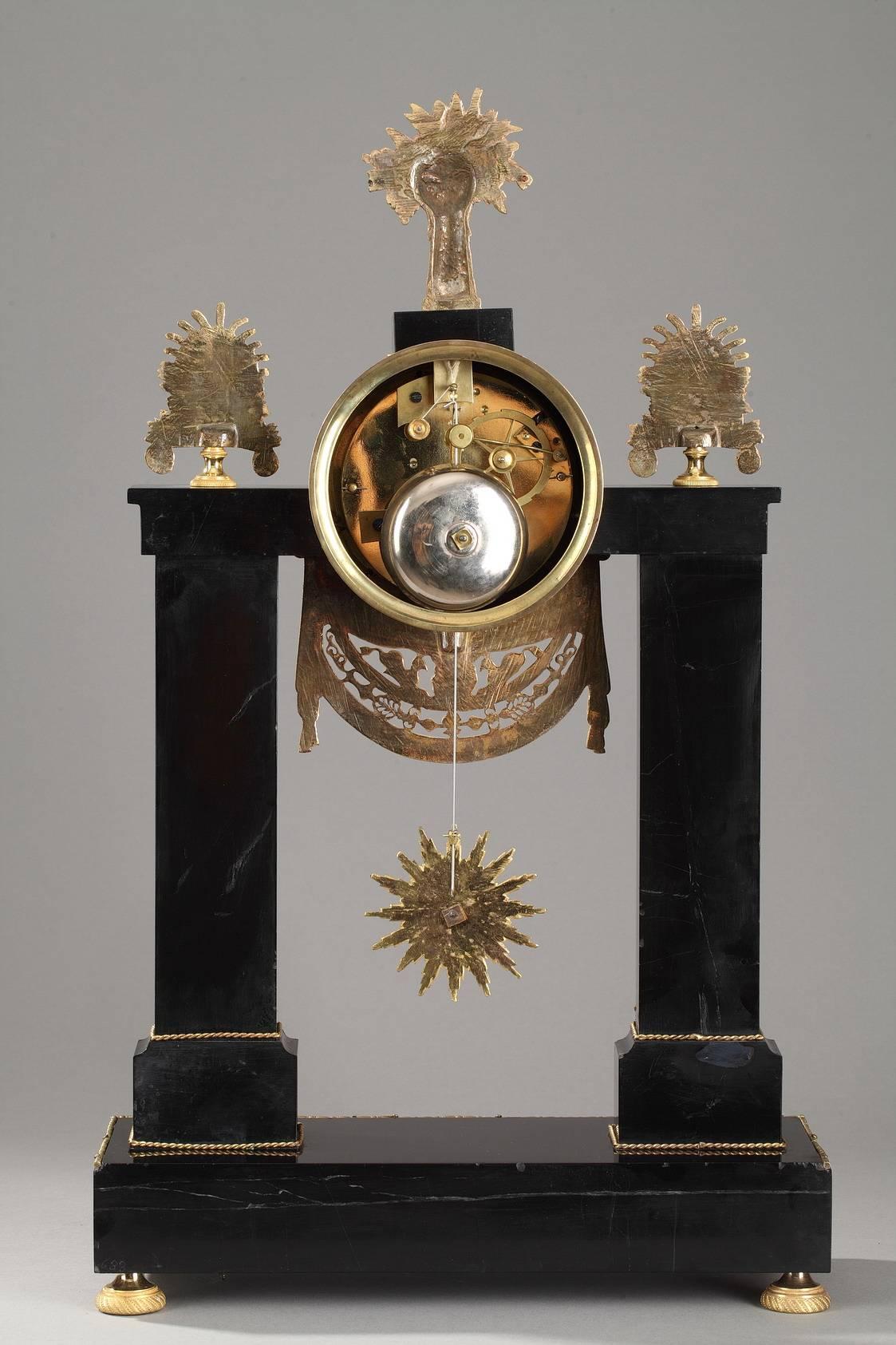 Marble and Gilt Bronze Portico Clock-Empire Period 3