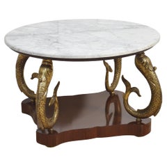 Marble and gilt metal dolphin coffee table